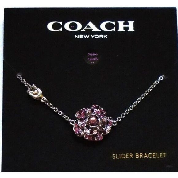 Coach Signature CG069 Tea Rose Slider Bracelet Pink Silver - Picture 1 of 9